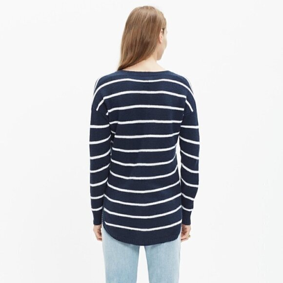 Madewell Chronicle Pullover Sweater in Navy Stripe Size Medium - Picture 3 of 7